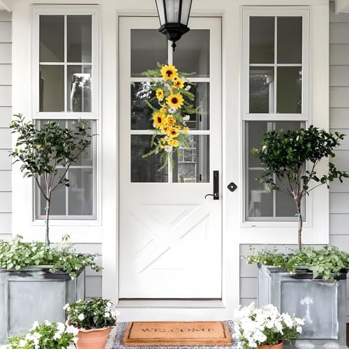2PCS Artificial Sunflower Swags for Front Door