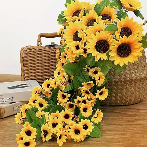 Daily Treasures 2PCS Artificial Hanging Yellow Sunflowers