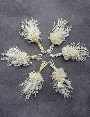Mini Dried Flower Bouquet Pack of 6 White