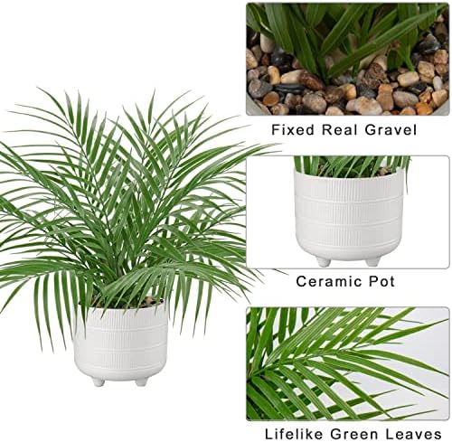 Hollyone Artificial Palm Plant in White Ceramic Pot