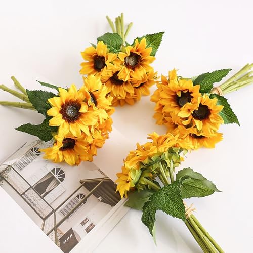 6PCS Artificial Sunflowers Bouquet Faux Flowers for Decor