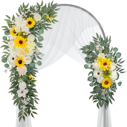 Lisuun Wedding Arch Artificial Flowers for Boho Style Ceremony - Pack of 2