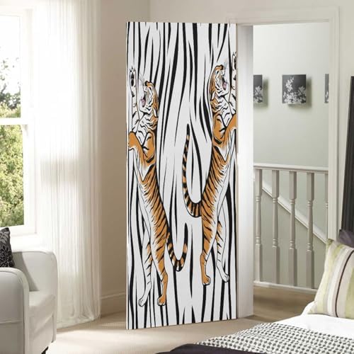 Susiyo Aggressive Tigers Halloween Door Cover Stretch Fabric 32x79 In