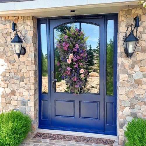 HELLORSO Artificial Purple Lavender Teardrop Door Decor