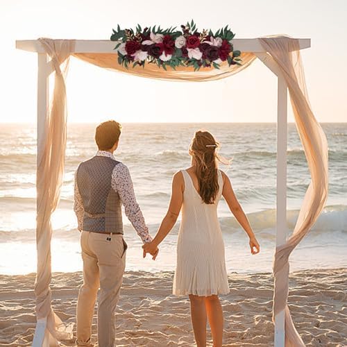 2PCS Red Artificial Rose Garland Wedding Decor