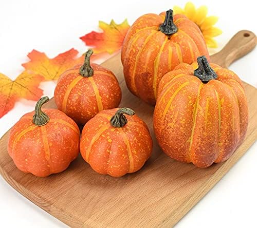 Zensounding 7 Piece Halloween Artificial Pumpkin Decor Set