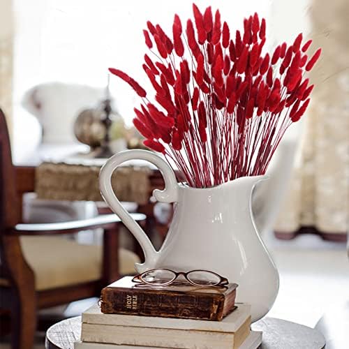 CISDUEO 120pcs Dried Red Bunny Tail Flowers