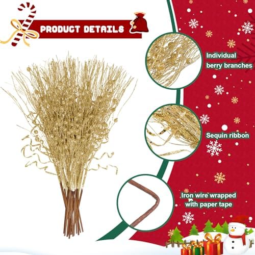 Yunlly 24 Pcs Glitter Christmas Tree Filler Decorations 1