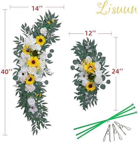 Lisuun Wedding Arch Artificial Flowers for Boho Style Ceremony - Pack of 2