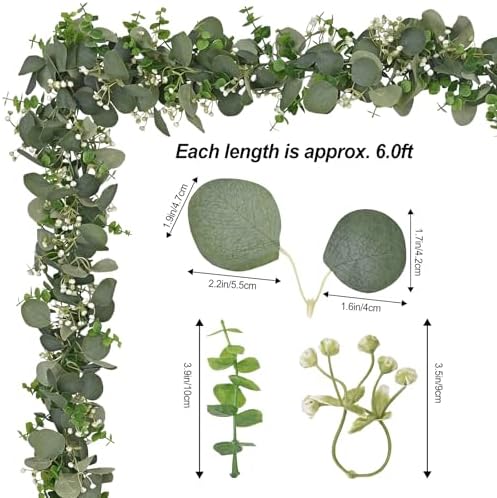 Dolicer 4 Pack 6FT Artificial Eucalyptus Garland