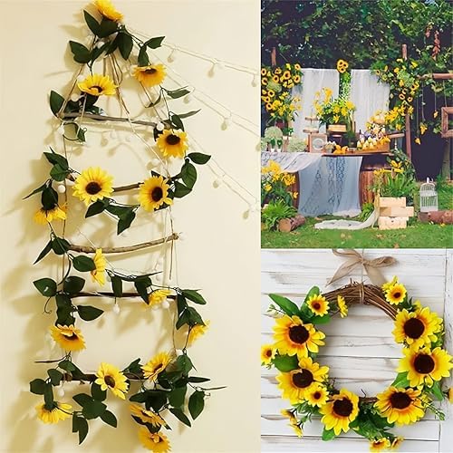 3 Pack Artificial Sunflower Garland Decor 75ft