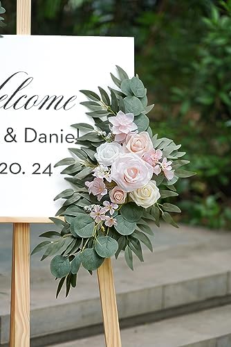 Pink Ivory Artificial Wedding Flower Set of 2 for Welcome Arch