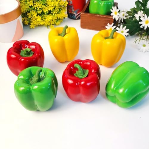 LUOZZY 4 Pcs Realistic Red Bell Pepper Artificial Vegetables 1
