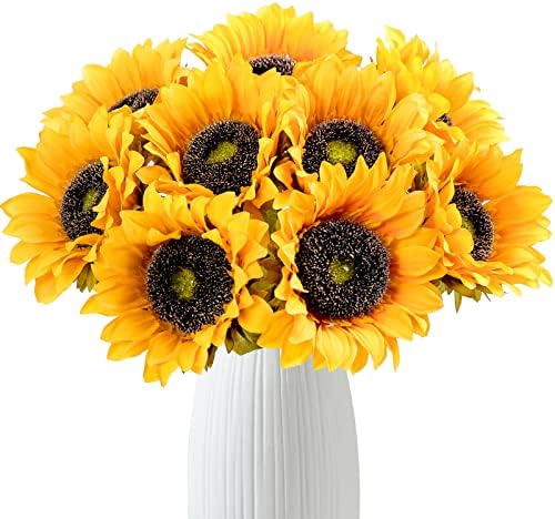 Hawesome Artificial Sunflowers Bouquet 7 Pcs Gold