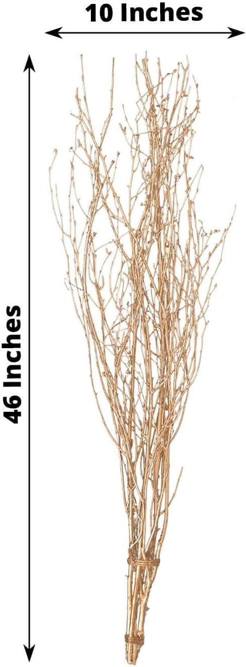 Efavormart 6 Pack Metallic Gold Birch Branches 46 Inch Vase Fillers