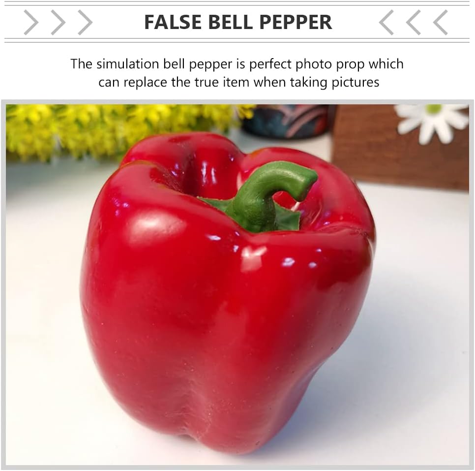 LUOZZY 4 Pcs Realistic Red Bell Pepper Artificial Vegetables 1