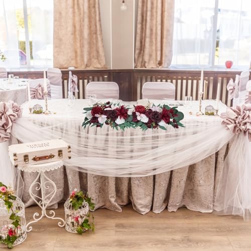 2PCS Red Artificial Rose Garland Wedding Decor