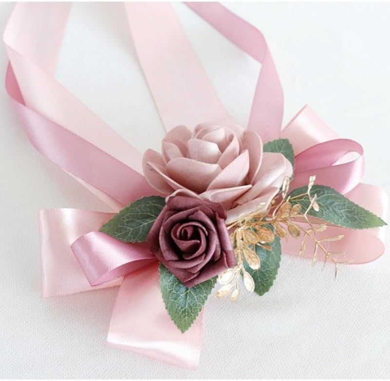 2 Packs Pink Artificial Flowers for Wedding Car Mirror