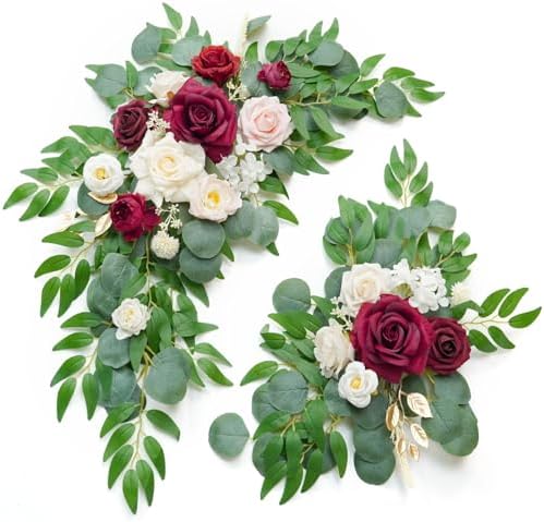 Red Wedding Sign Faux Flower Swag Set of 2