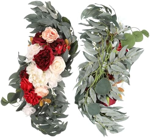 PATIKIL Red Artificial Rose Wedding Arch Flowers 2Pcs