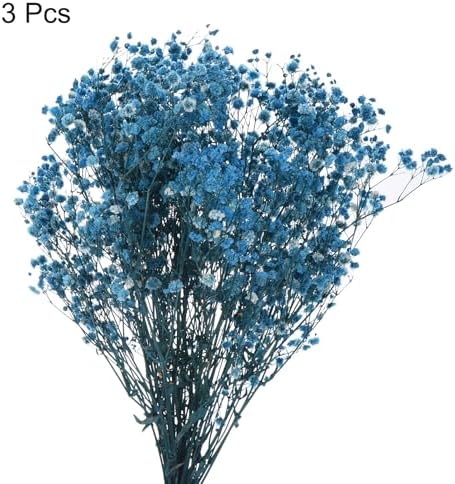 MECCANIXITY Artificial Dried Babys Breath Flowers 17 Inch Blue 3 Pcs