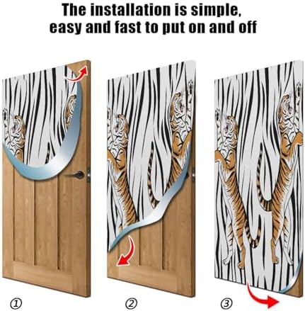 Susiyo Aggressive Tigers Halloween Door Cover Stretch Fabric 32x79 In