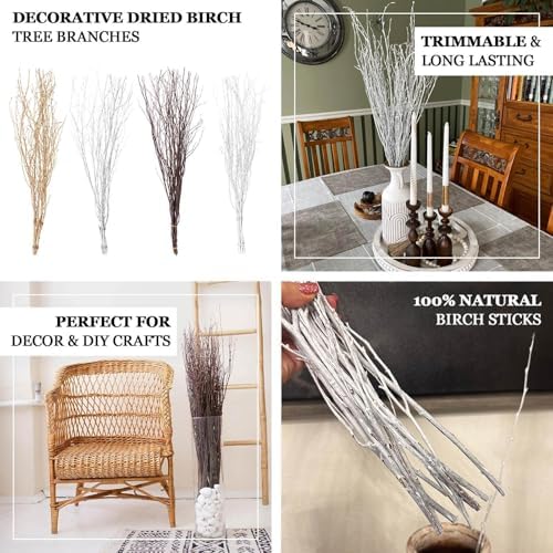 Efavormart 6 Pack Metallic Gold Birch Branches 46 Inch Vase Fillers