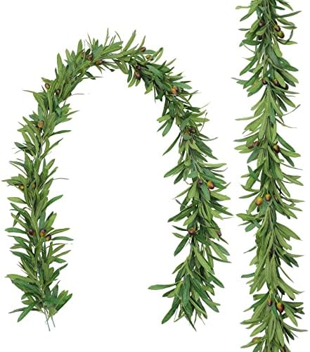 UArtlines 2Pcs Artificial Olive Leaf Vine Garland with Fake Fruits