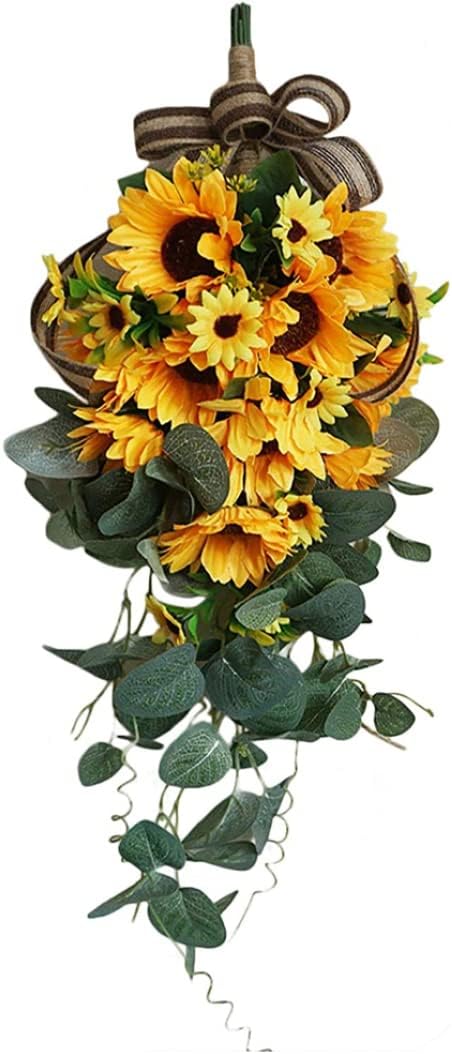 Kalastussaari Artificial Sunflower Teardrop Wreath Wall Hanging