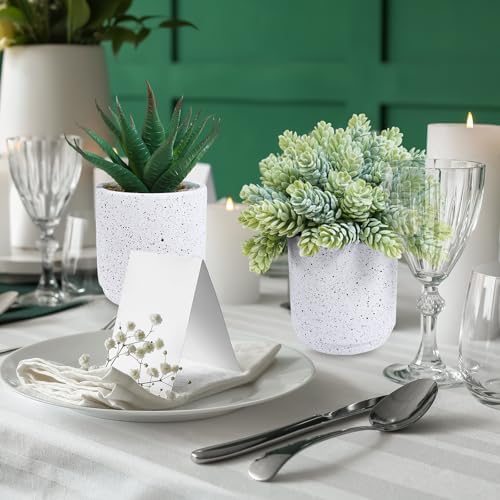 Winlyn Set of 3 Artificial Succulent Plants in White Cement Pots