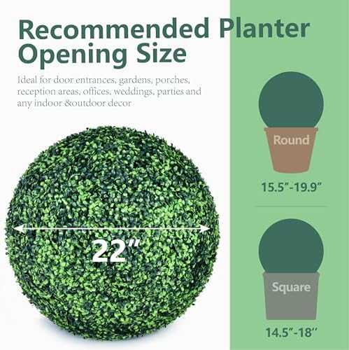 22 Inch 2 Pack Artificial Boxwood Balls Topiary Decor