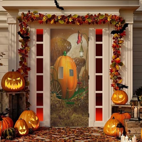Susiyo Pumpkin Carriage Door Cover Fabric Decor 36x98in