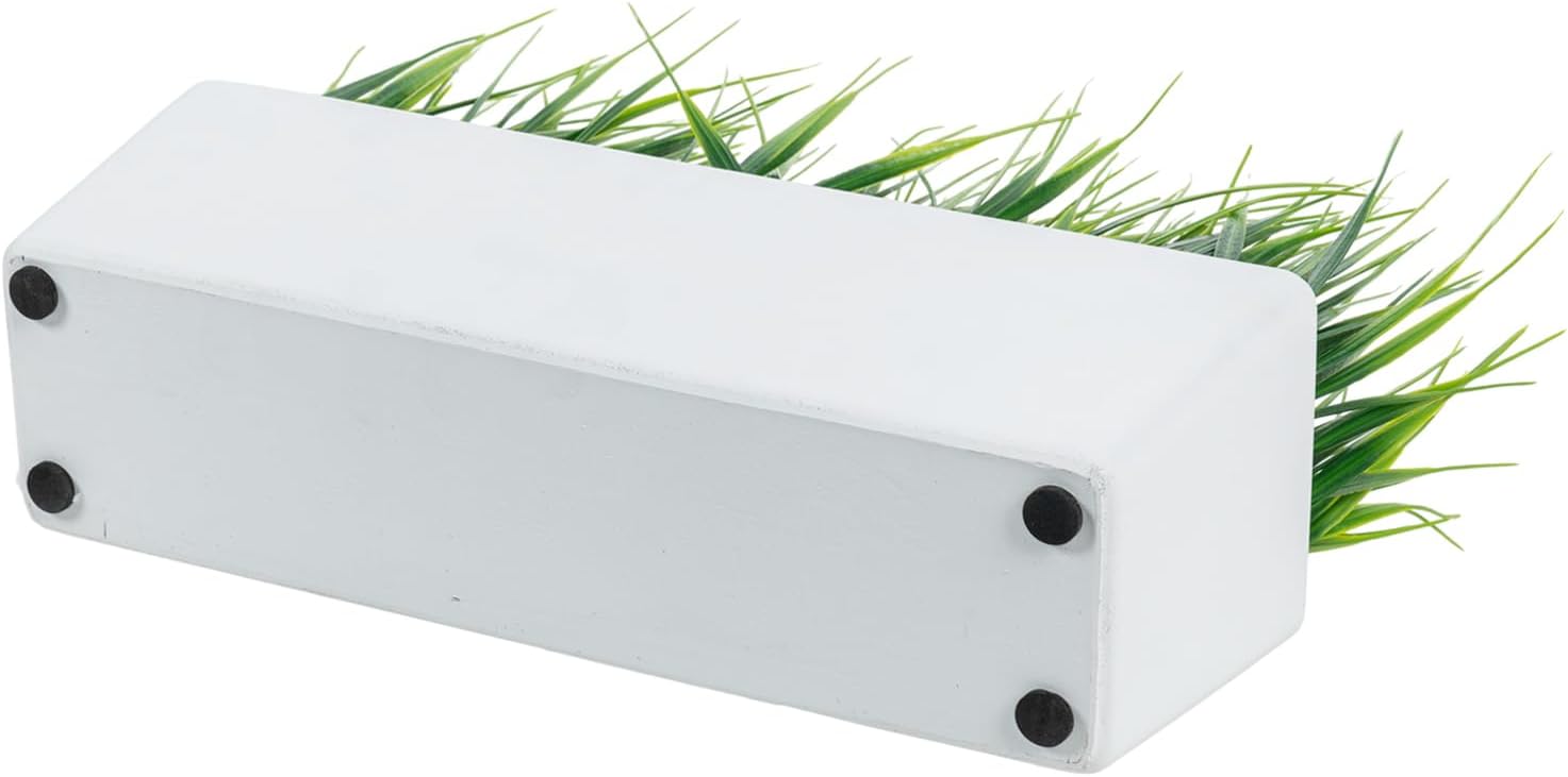 MyGift 14 Inch Artificial Green Grass in White Concrete Planter