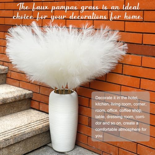 Ouddy Decor 8 Pcs Faux Pampas Grass Ivory