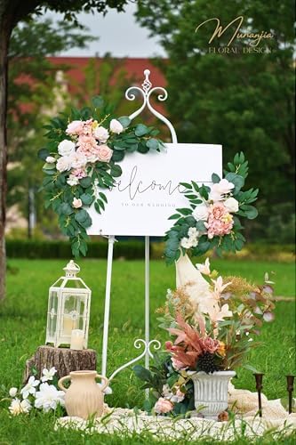 Wedding Sign Faux Flower Swag Pack of 2 Pink Decor