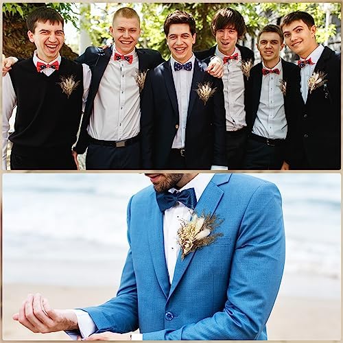 Fabbay 20 Pcs Boho Dried Flower Boutonniere for Men Wedding Accessories