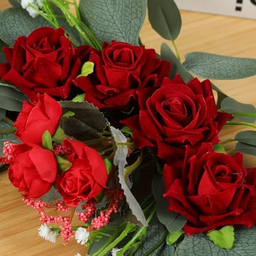 HW 2pcs Artificial Wedding Arch Red Rose Flowers