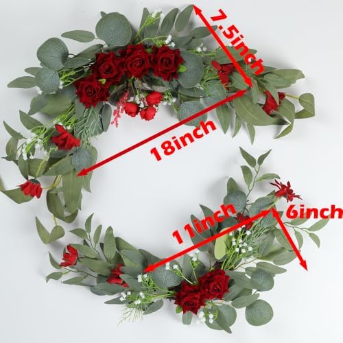 HW 2pcs Artificial Wedding Arch Red Rose Flowers