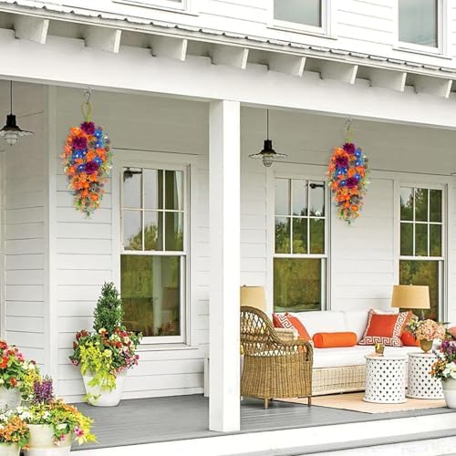 217 Inch Artificial Daisy Hydrangea Hanging Flower Basket