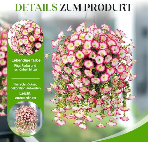 Artificial Hanging Morning Glory Flowers with Eucalyptus Leaves Pink