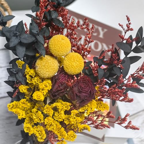 LBREVOGA Dried Flower Bouquet - 15 Inches Red Design