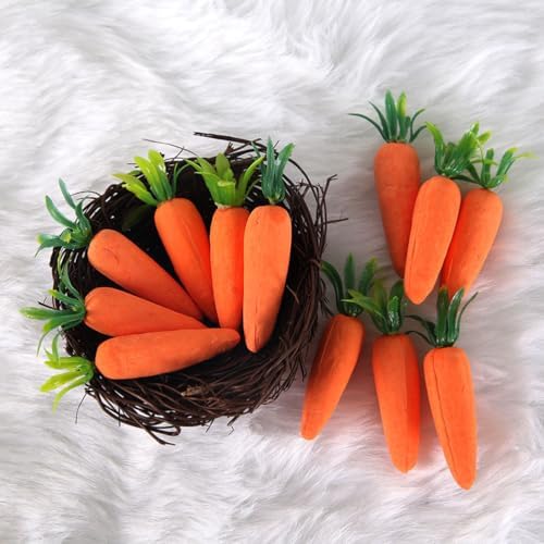 LOGOFUN 12PCS Artificial Carrots for DIY Easter Decor