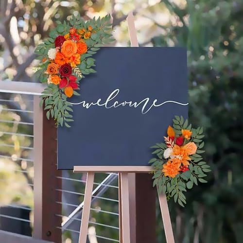 Menolana 2X Artificial Orange Floral Swag Wedding Arch Decor