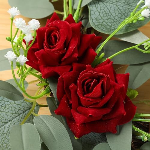 HW 2pcs Artificial Wedding Arch Red Rose Flowers