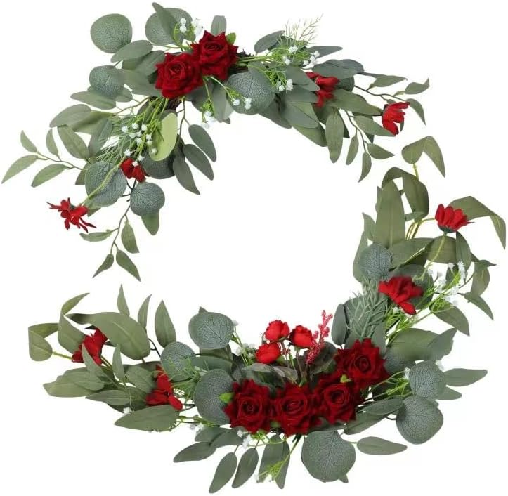HW 2pcs Artificial Wedding Arch Red Rose Flowers
