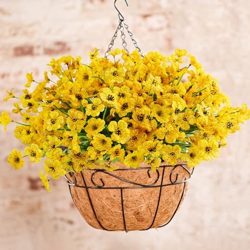Uieke 72 Bundle UV Resistant Yellow Artificial Flowers for Outdoor Use