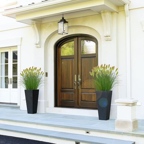 LUZOGA Artificial Grass Plants Outdoor 24 Bunches Green Red Faux Greenery