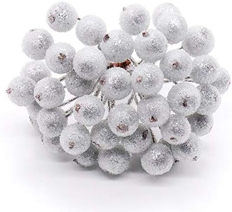 Frosted Silver Artificial Berry Christmas Decor 20pcs