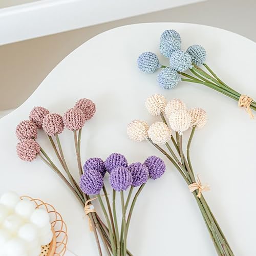 Lovmeety Dusty Blue Billy Balls Artificial Flowers 12 Pcs Set