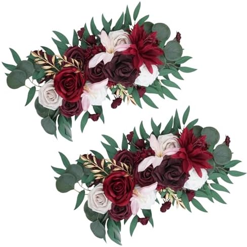 2PCS Red Artificial Rose Garland Wedding Decor